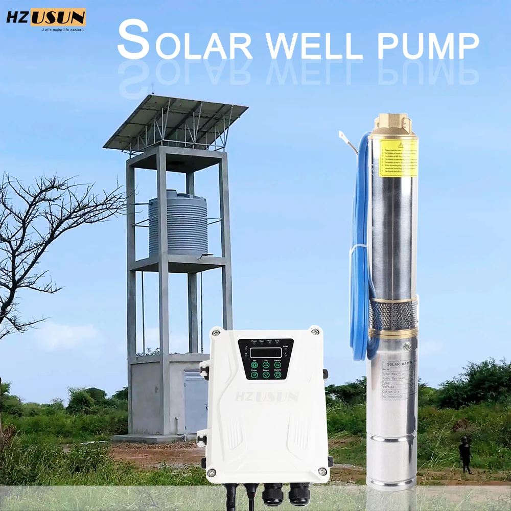 

260 Ft Solar Powered Submersible Bore Well Water Tank Pump BLDC Motor 1.5 HP Off Grid High Pressure Solar Centrifugal Pump Kits