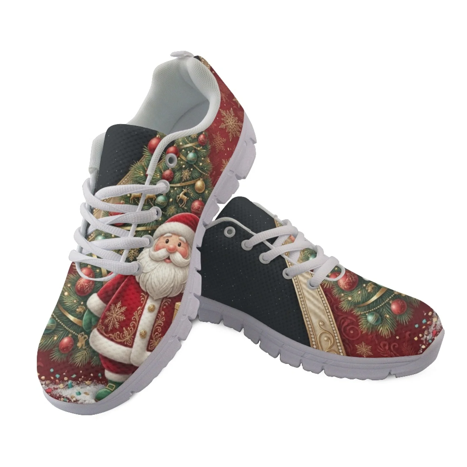 Coloranimal Vintage Santa Claus Men Fitness Sneakers for Walking and Standing Anti-Skid Running Sport Shoe for Outdoor