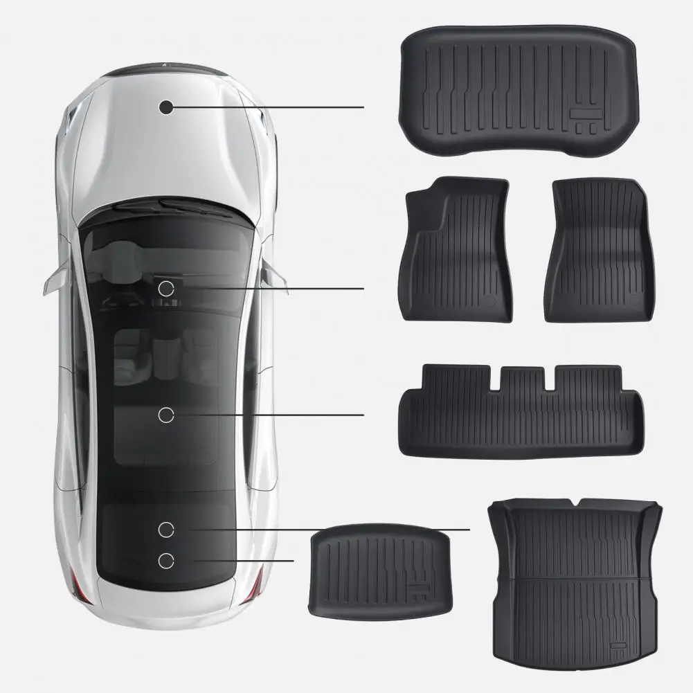 

6Pcs/Set Tesla Floor Mats Model 3 Y 2024 Superior Car Four Seasons Waterproof Non-slip Floor Mat NEW TPE Special Car Accessories