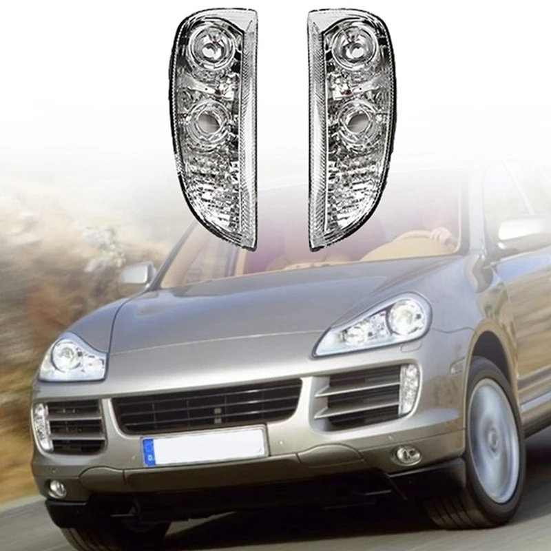 Auto Links & Rechts Voorbumper DRL Richtingaanwijzer Mistlamp Lamp Voor Porsche Cayenne 2007-2010 95563118202   , 95563118102