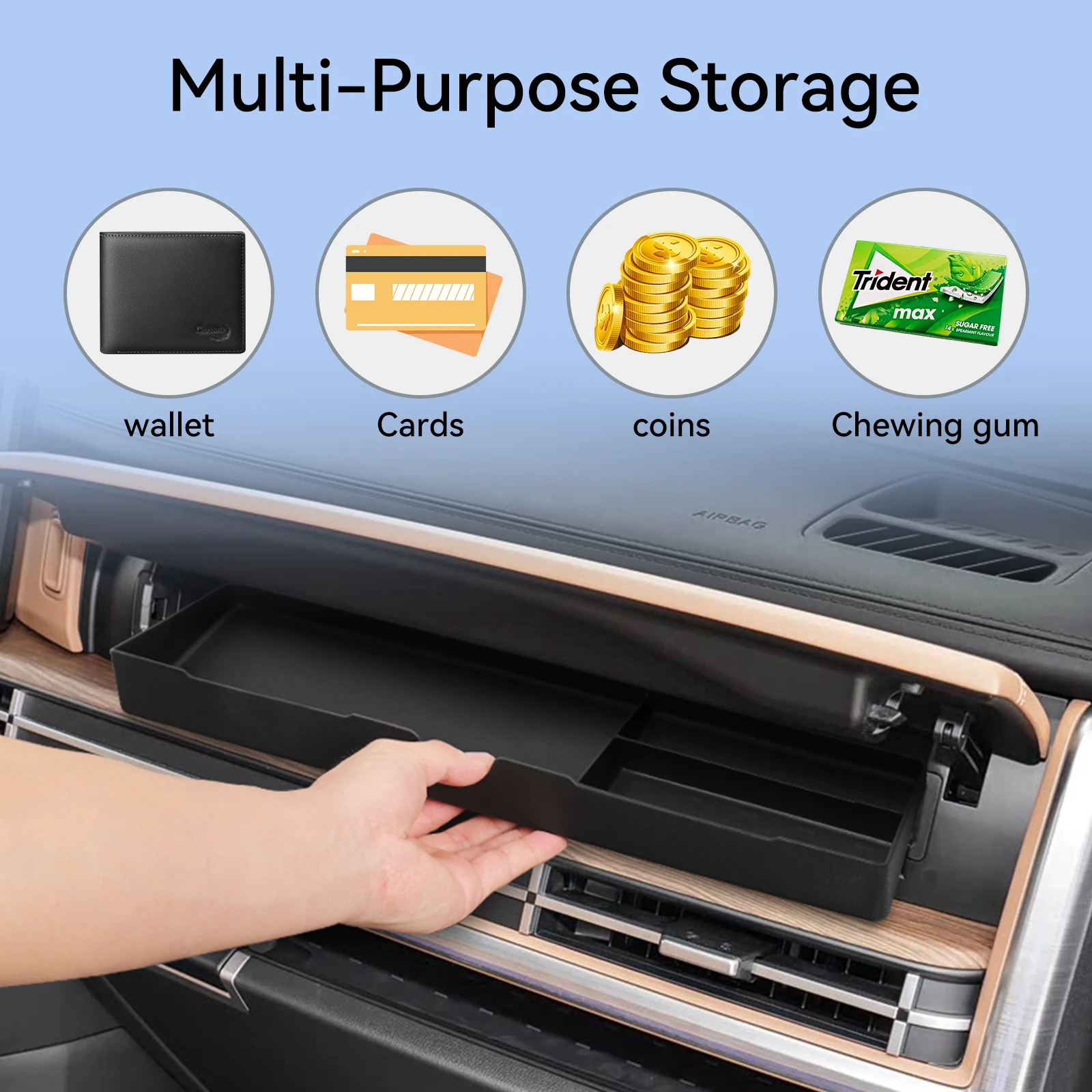 LUCKEASY für Hyundai Santa Fe 2024 2025 Auto-Aufbewahrungsbox Innenraum-Zubehör Beifahrer-Schublade Aufbewahrungskoffer Organizer Ordnungsbox – Detail 8