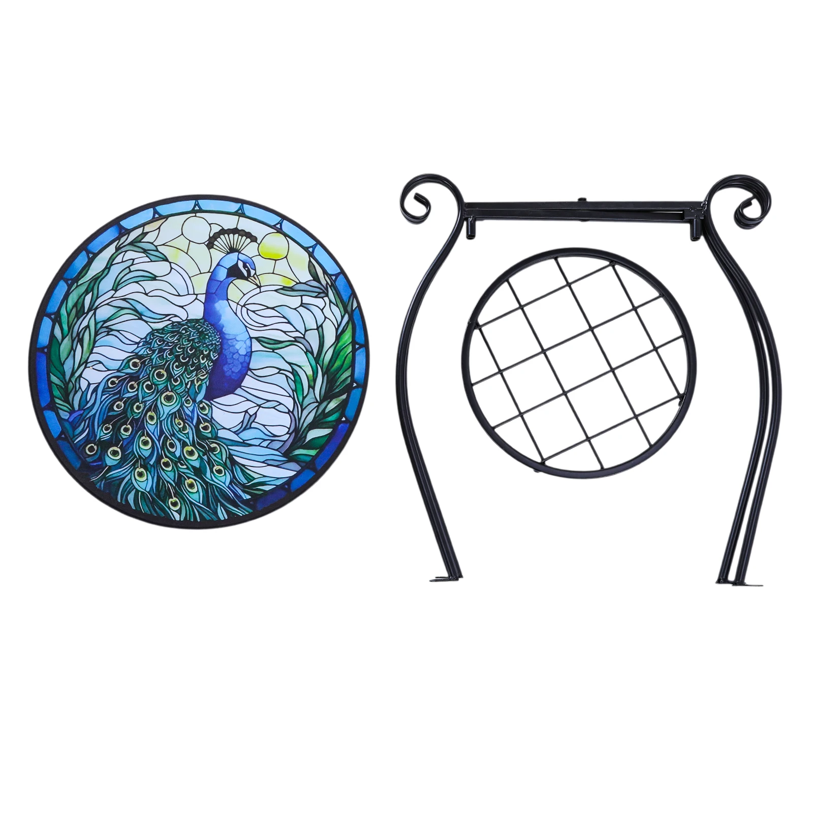 

14 Inch Outdoor Side Table Storage Shelf Metal Frame Small End Table Bedside Plant Stand for Home Patio Garden