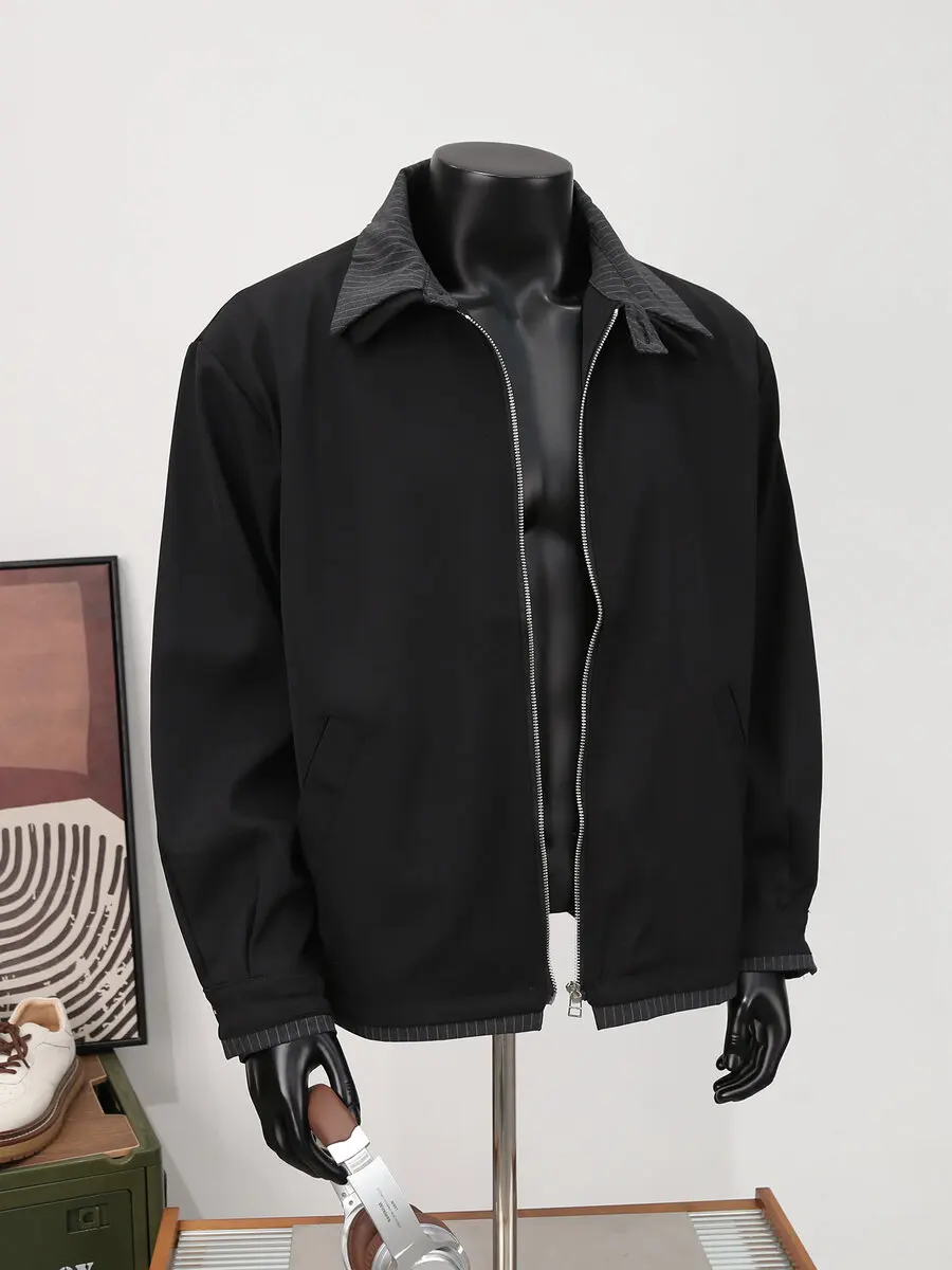 

Sli повседневное мужское пальто-пилот с двухслойным воротником, модное корейское пальто-стойка, джинсы, ветрозащитный длинный свек