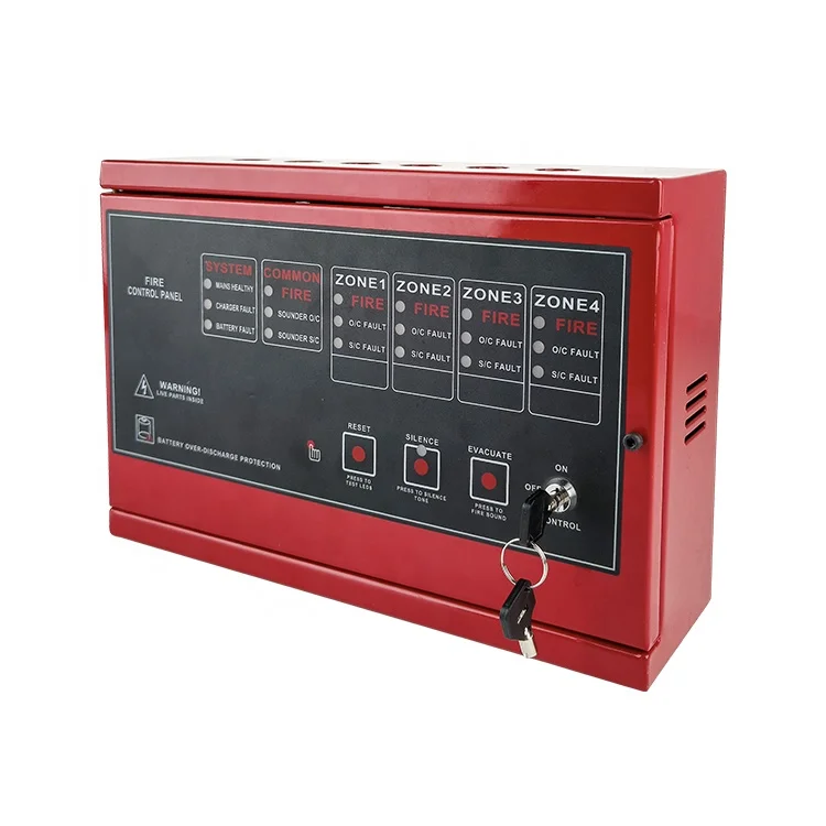 Red color type conventional fire alarm 2 zone fire control panel