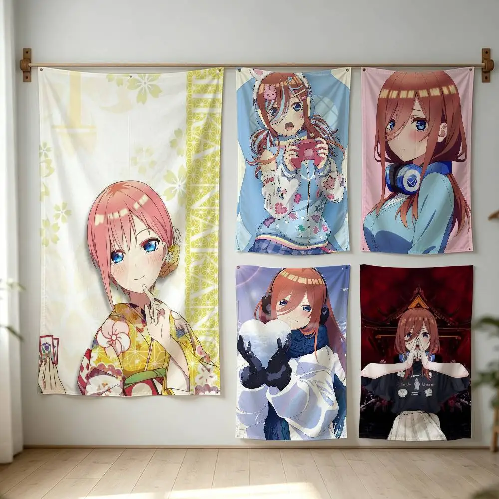 TQQ Miku Nakano Flag Digital Printing Banner for Garage Wall Out Door Decoration