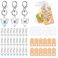 30Pcs Angel Keychains Set with 30 Organza Bags and 30 Thank You Tags Baby Shower Favors Zinc Alloy Angel Keyrings Pendant Guest