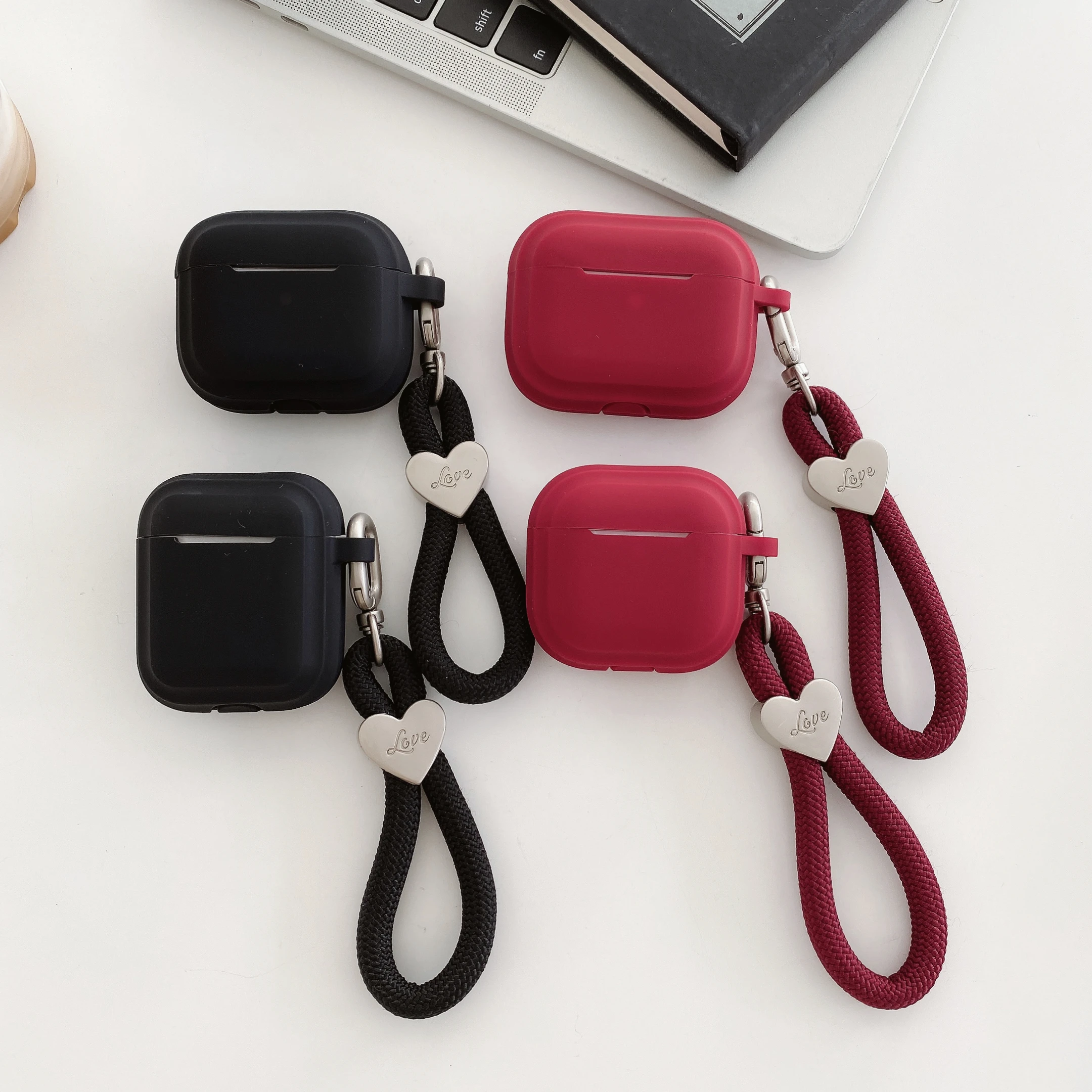 

Suitable for AirPods pro3 New 2025 Protection Case Love smiling face hanging rope Simple Solid Color for Pro2/Pro12th Cover