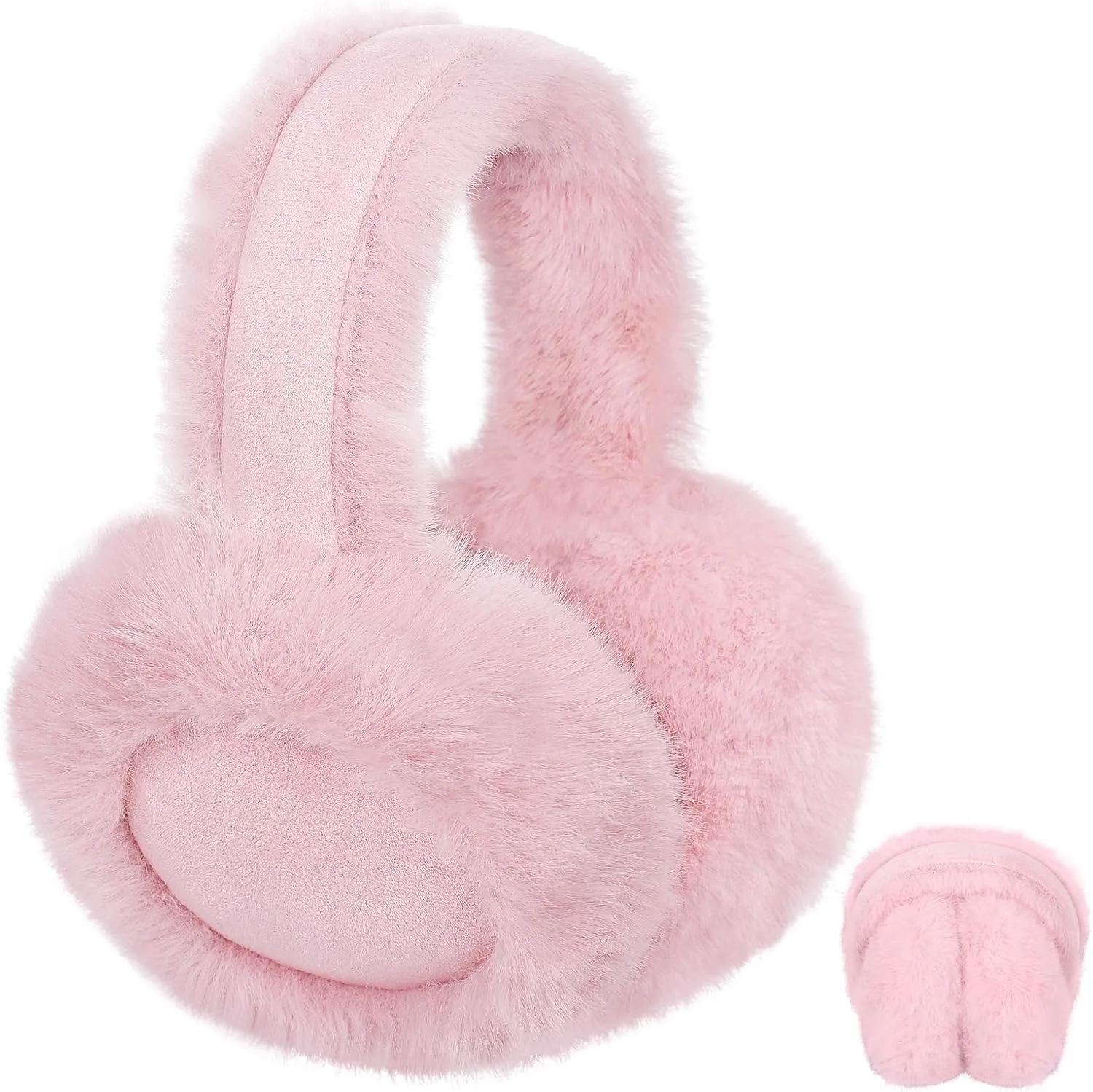 Women Suede Plush Earmuffs Wool Solid Plush Warm Outdoor Skiing Cycling Windproof Cold-Proo Winter Fluffy Ear Muffs Earflap