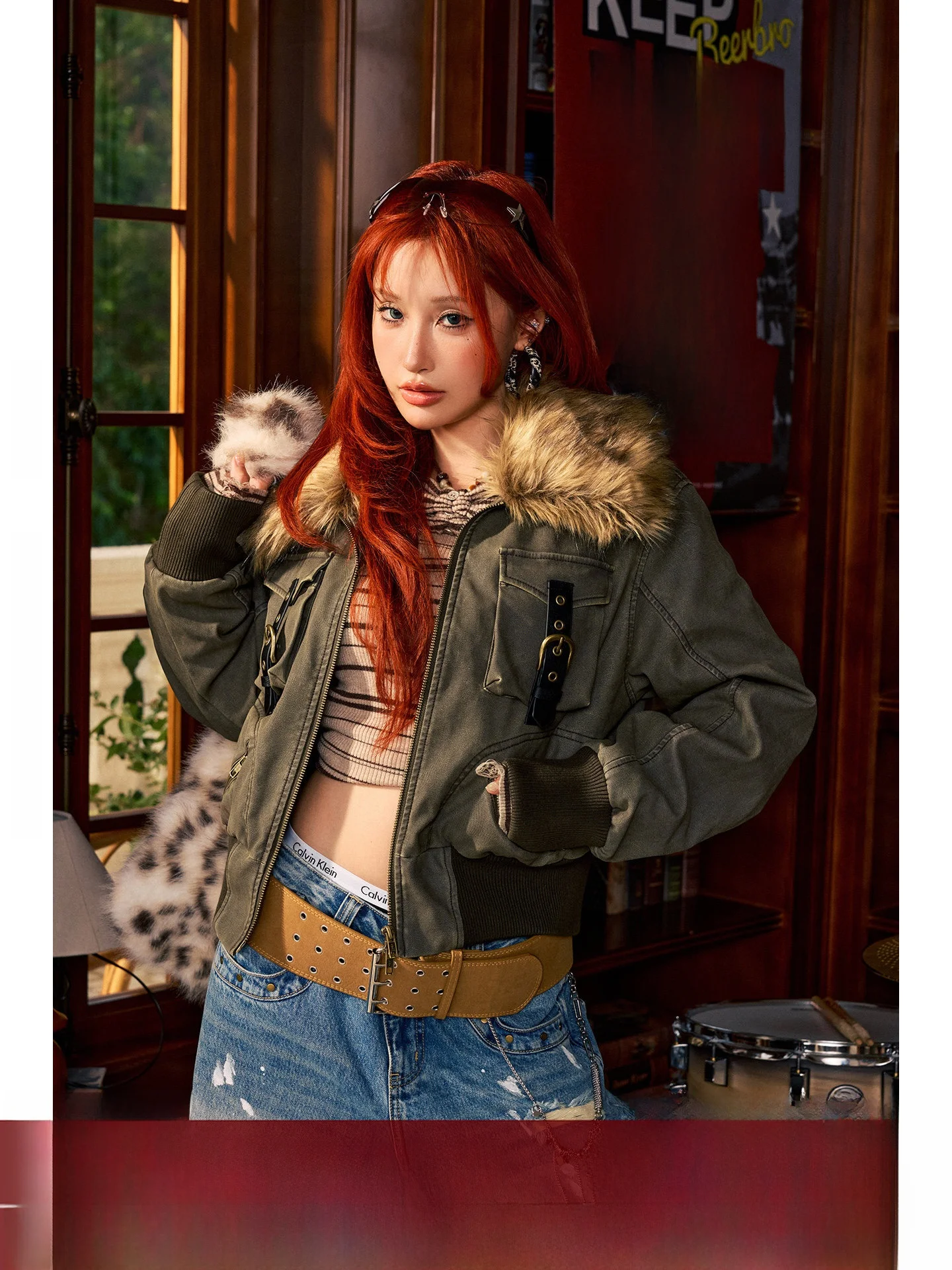 

Кожаная куртка Roabilly Sle ort со съемным меховым воротником в стиле ретро, утепленная, для молодых женщин, в стиле Spicy Girl