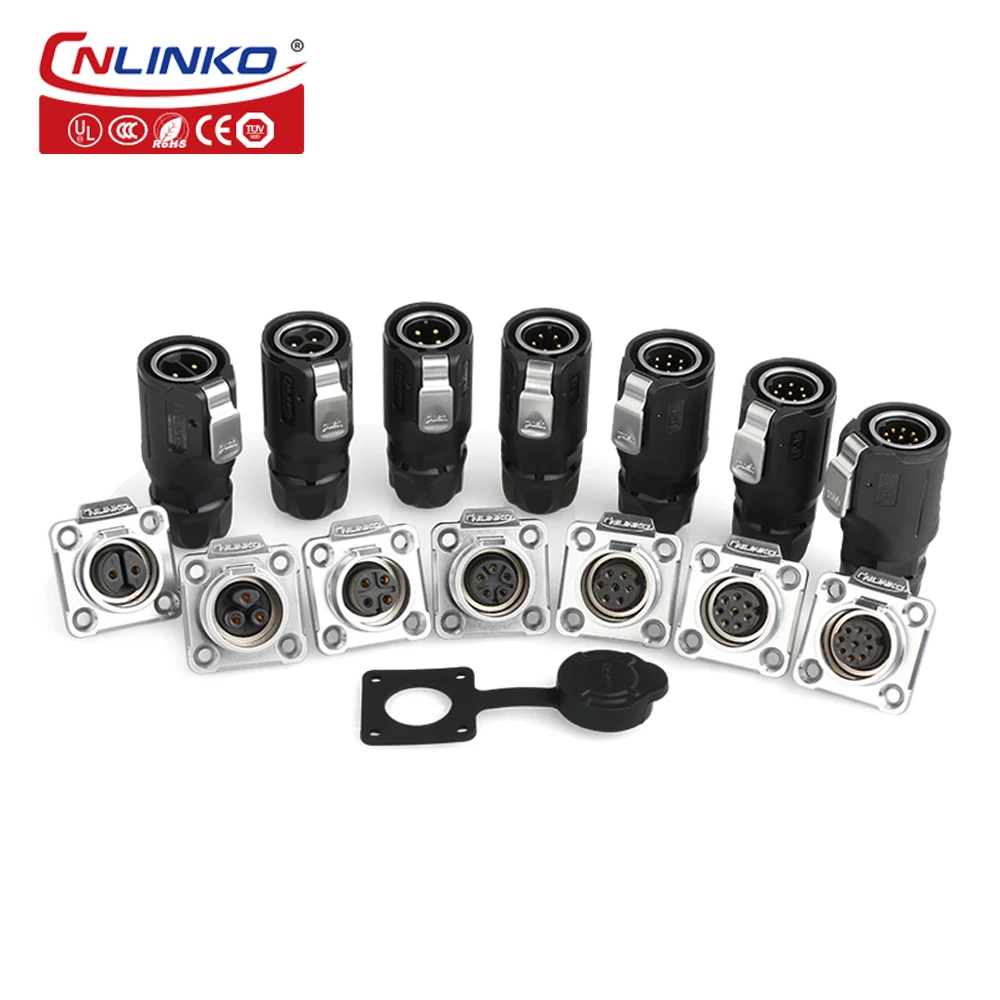 CNLINKO M16 Waterproof Electrical Connector 2/3/4/5/7/8/9 Pin Soldering Wire Aviation Connectors Panel Mounting Plastic+Metal