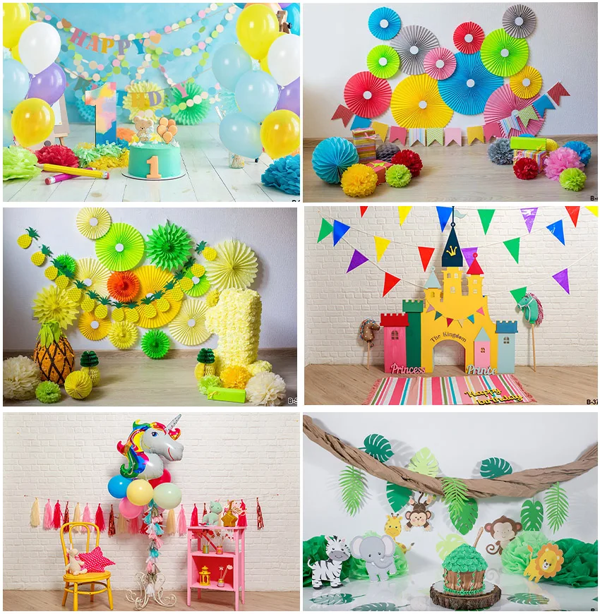 

Photographic Backdrops Cake Smash Birthday Party Decoration Custom Balloons Photocall Brick Wall Baby Shower Newborn Backgrounds