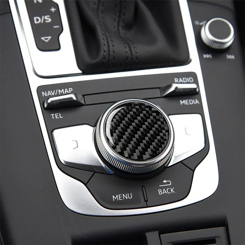 

For Audi A3/A4L/B9 2014-2019 Carbon Fiber Multi-Media Control Knob Trim Sticker Interior Decoration Car Button Sticker Cover