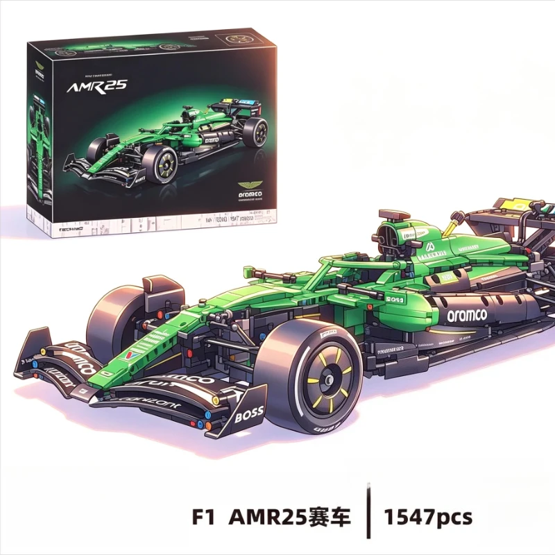 Creative MOC 1:8 AMR25 Martin Aramco Sports Car Bricks Kit,1547PCS Technical Assembly Model,Collectible,Premium Party Favor