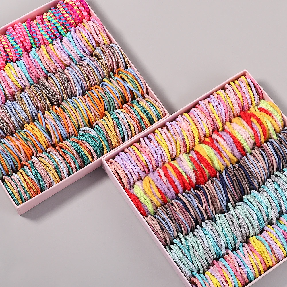 50Pcs/Set New Cute Fashion Hair Bands Girls Candy Colorful Elastic Rubber Children Baby Headband Scrunchie Accessories For Kids