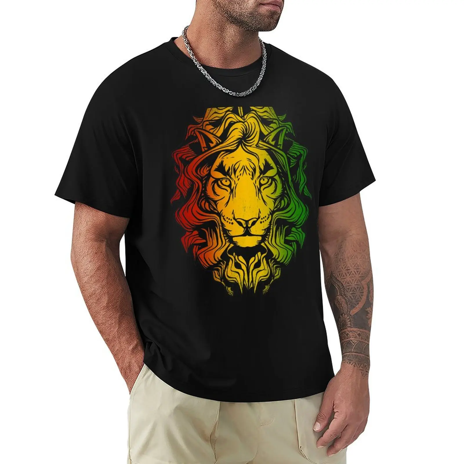 Rasta Reggae Lion T-Shirt Classic Print Short Sleeve Shirt