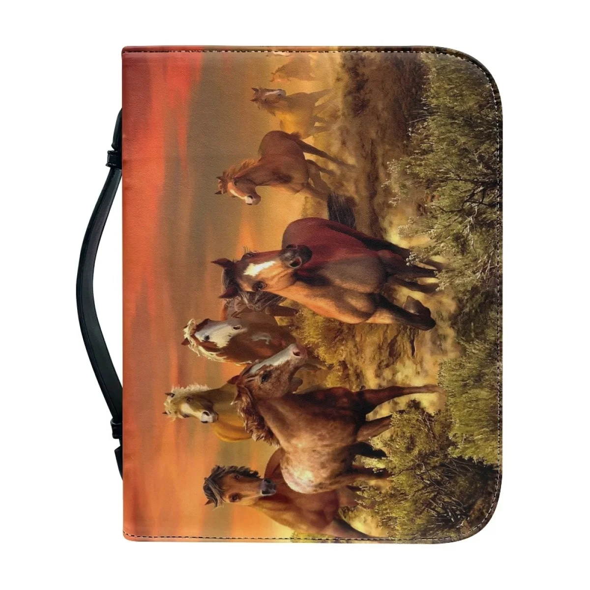 3D Cavalo Correndo Imprimir Bíblia Capa Case para Mulheres, Animal, Christian Saco De Armazenamento Da Bíblia, Portable Zipper Handle Handbags, Novo