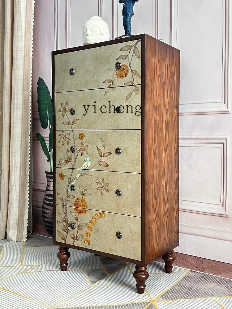 

LSL New Chinese Style Living Room Solid Wood Storage Organizer Entrance Decoration Retro