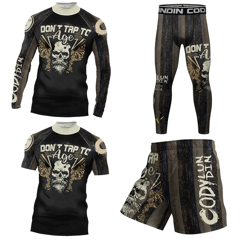 

Новый мужской комплект из четырех предметов: удобная спортивная одежда с высоким воротником, влагоотводящая, впитывающая пот, с принтом, для повседневной носки.