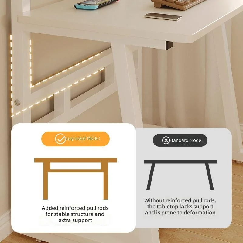 Computer Desk - Multi-layer small space study table with monitor stand, space-saving, suitable for student dormitory bedrooms
