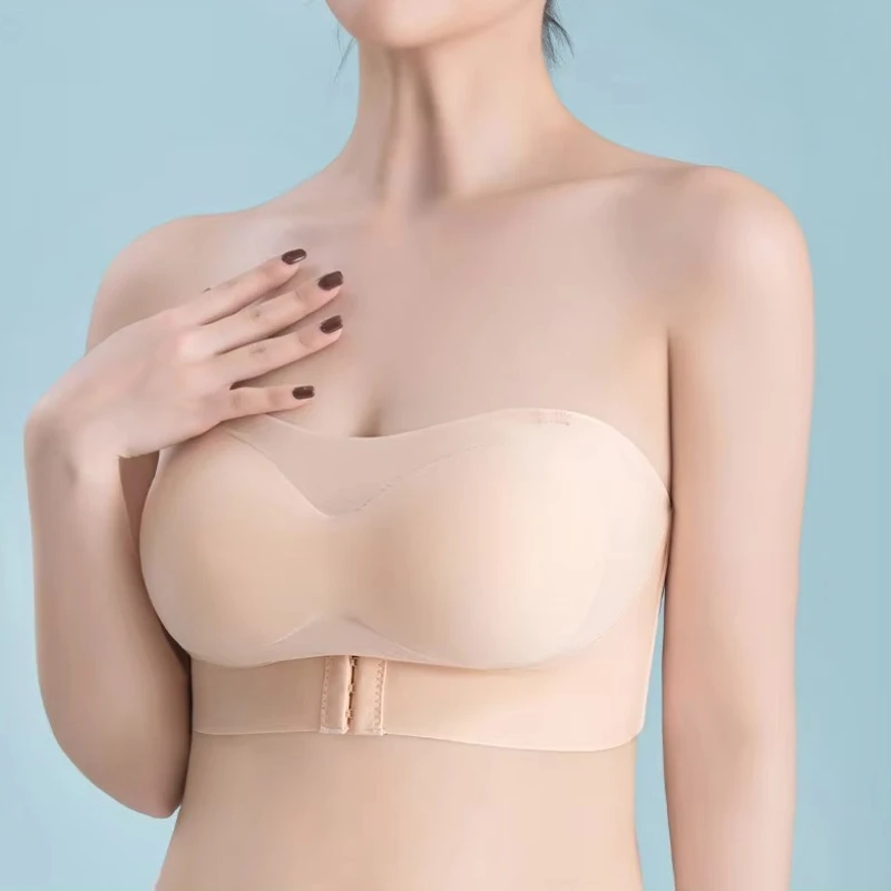 Women Invisible Strapless Wireless Bra Non Slip Push Up Brassiere for Wedding Big Breasts Sexy Lingerie S-XL Plus Size Underwear