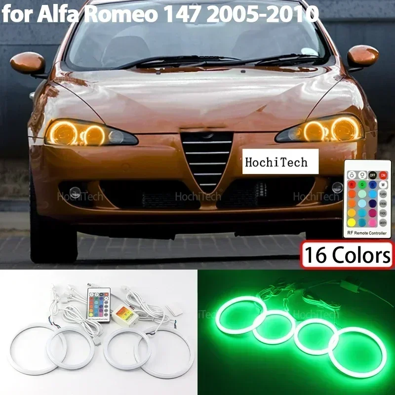 For Alfa Romeo 147 2005 2006 2007 2008 2009 2010 Accessories 16 Colors RGB Cotton Light LED Angel Eyes Kit Ring Remote Control