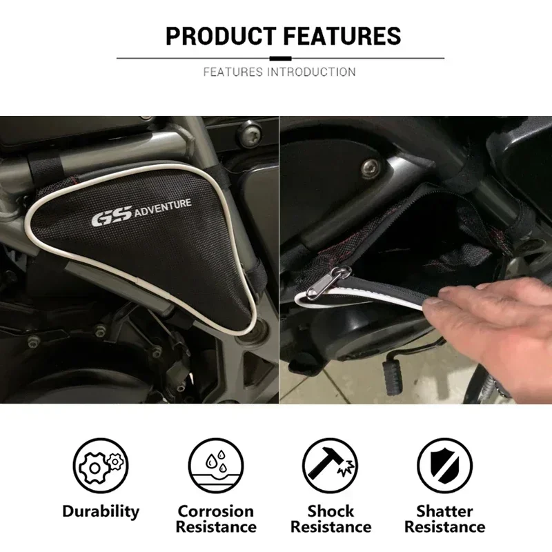Para bmw f800gs f700gs aventura motocicleta caixa de ferramentas quadro crash bar sacos ferramenta colocação saco viagem sela saco f 800gs f 700gs adv