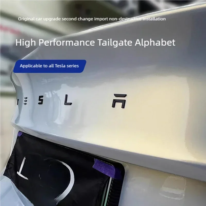 3D ABS Carbon Chrome Black Logo Tesla Letters Emblem Car Rear Trunk Letters For Tesla Model 3 Y X S Accessories