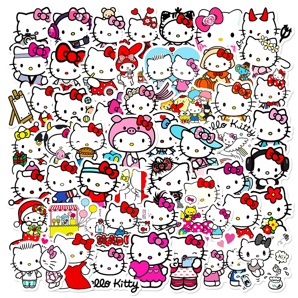 

10/30/50PCS Funny Hello Kitty Anime Stickers Sanrio Cartoon Decals DIY Motorcycle Luggage Skateboard Toys Cute Sticker Packs