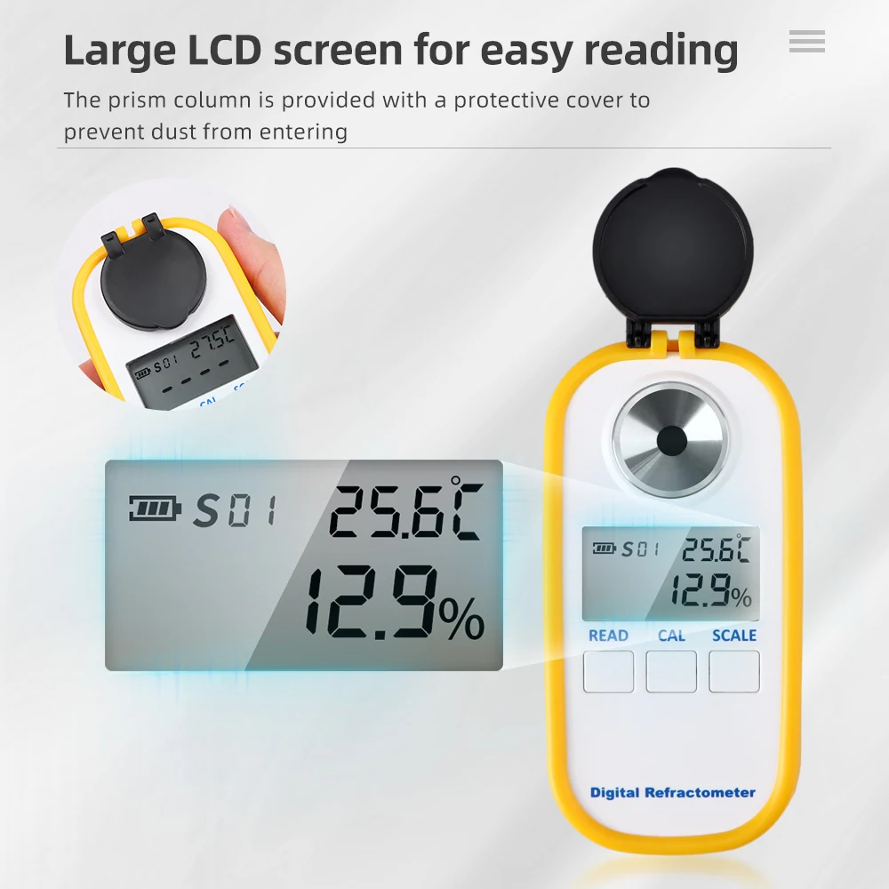 Rifrattometro digitale per miele misurazione del contenuto di zucchero gamma 0 ~ 90% rifrattometro Brix succo di frutta bevanda Test dell\'acqua del