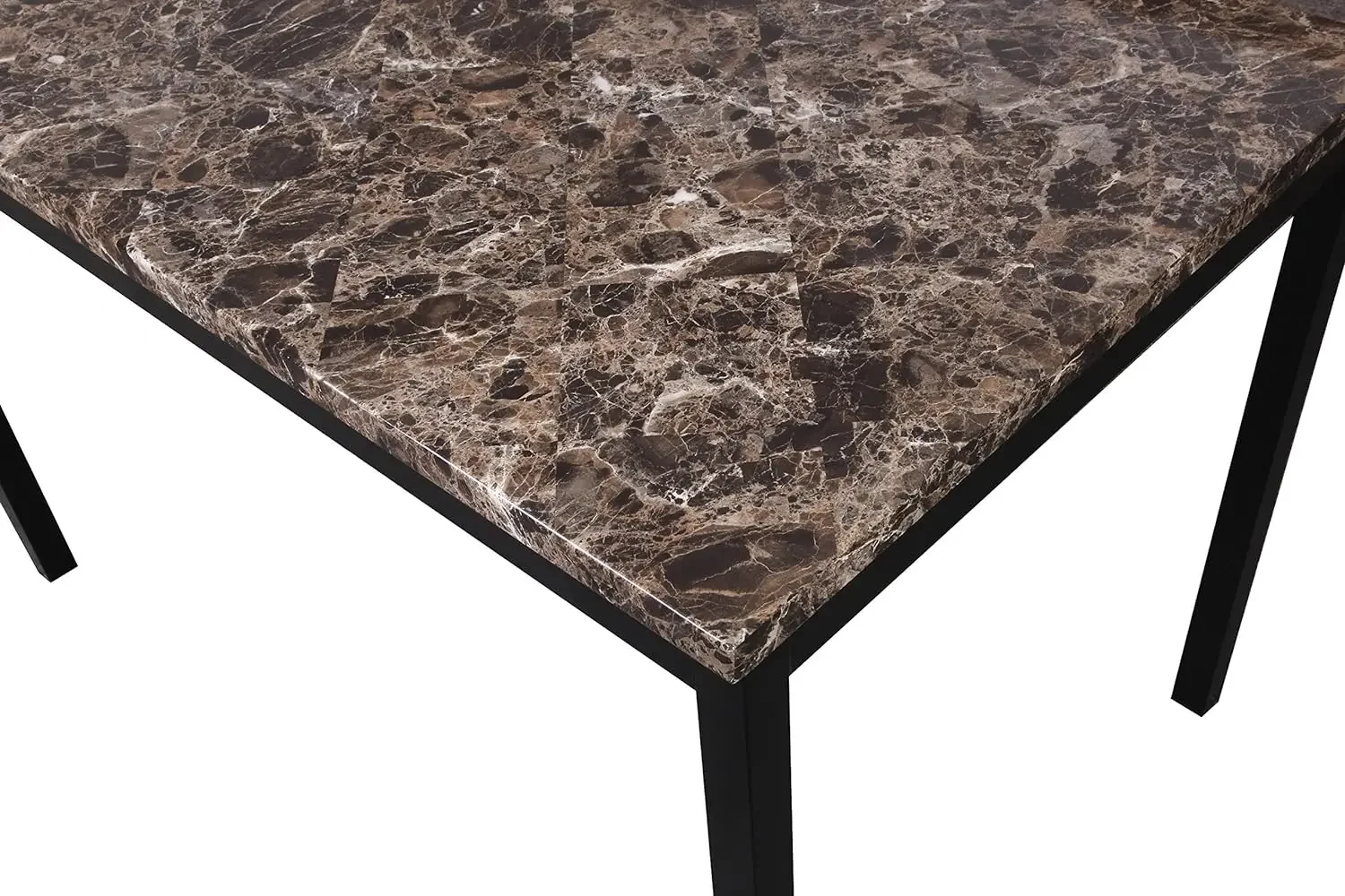 Ensemble de table à manger en métal Citi avec plateau en faux marbre Regional, blanc, 5 pièces