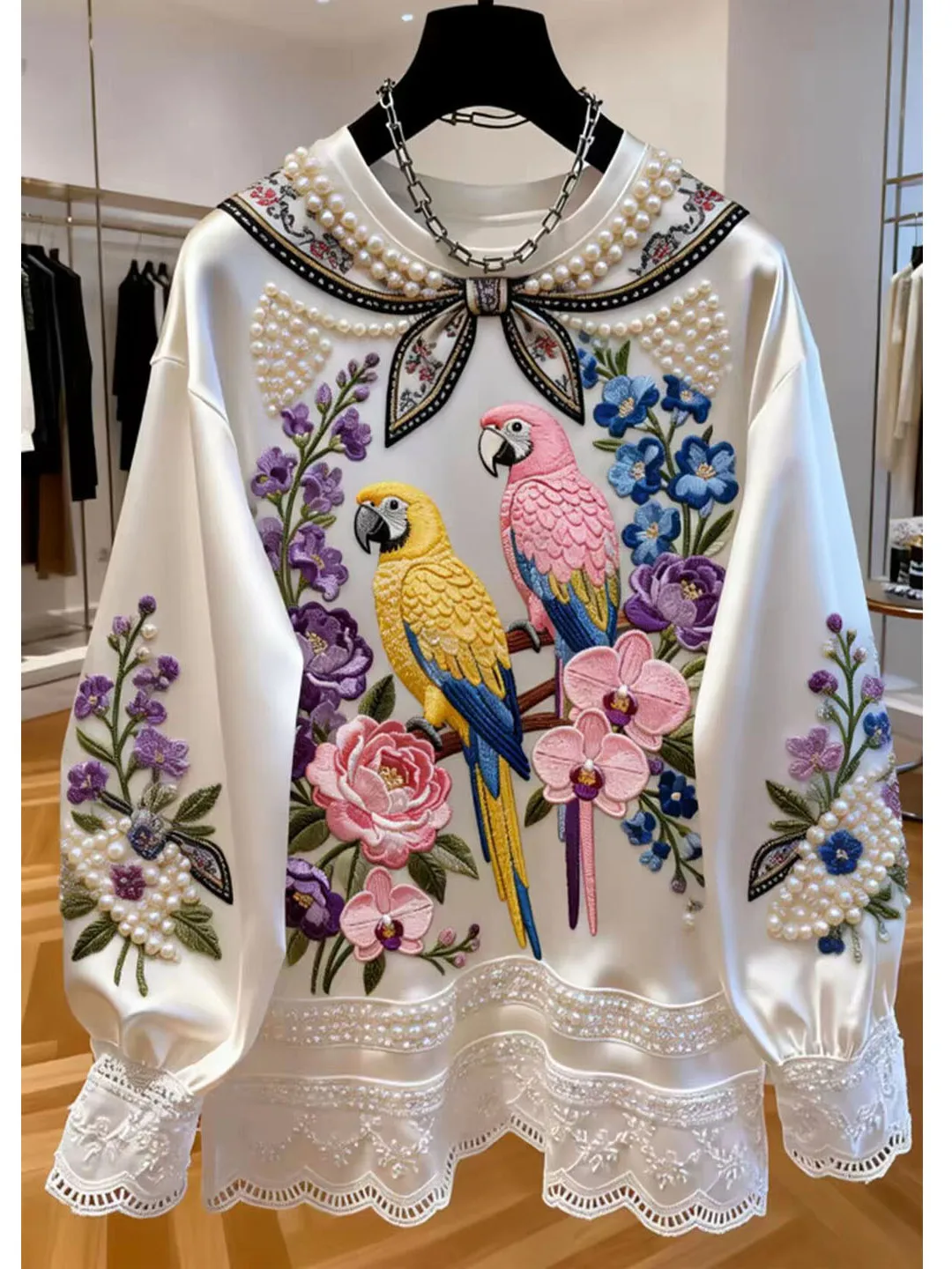 Fashionable White Long Sleeve Women's T-shirt Loose Fit Korean Style Commute Creative Pattern Summer Top Ladies' Premium Feeling