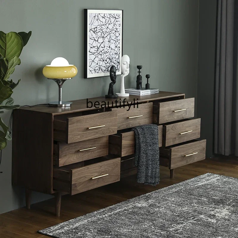 

a26 North American black walnut chest cabinet, locker, bedroom storage cabinet, simple nine chest cabinet D96