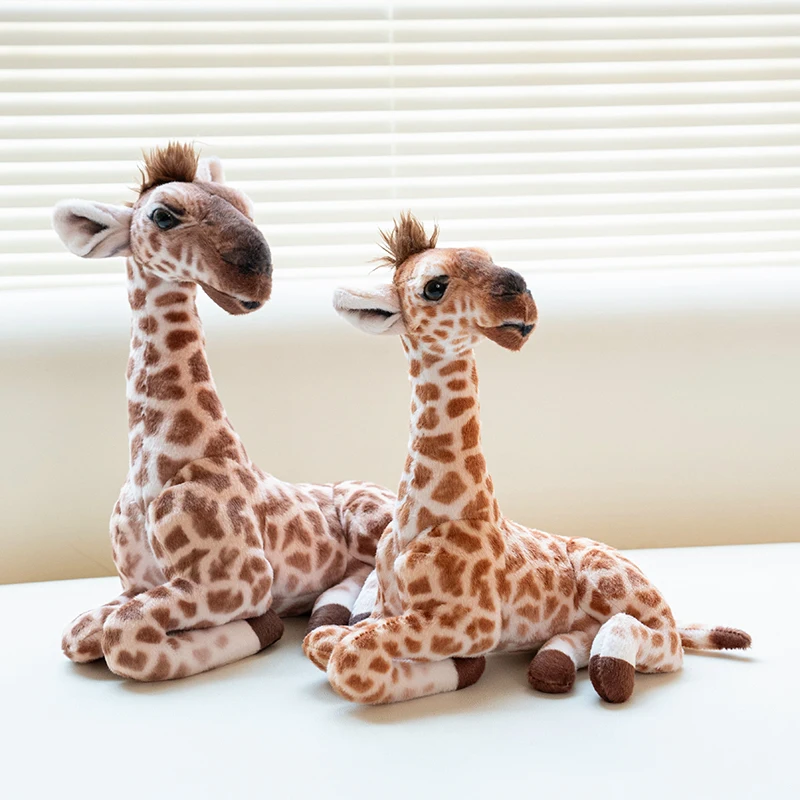 Adorable Cool Realistic Giraffe Plush Toys Full Fluffy Stuffed Animal Doll Funny Toys For Child Amusing Gift For Family Friends