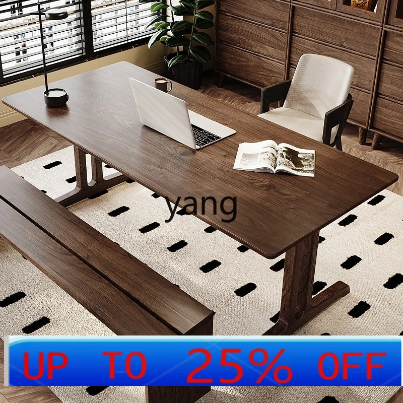 

Ltt black walnut living room home large long table meeting workbench office desk