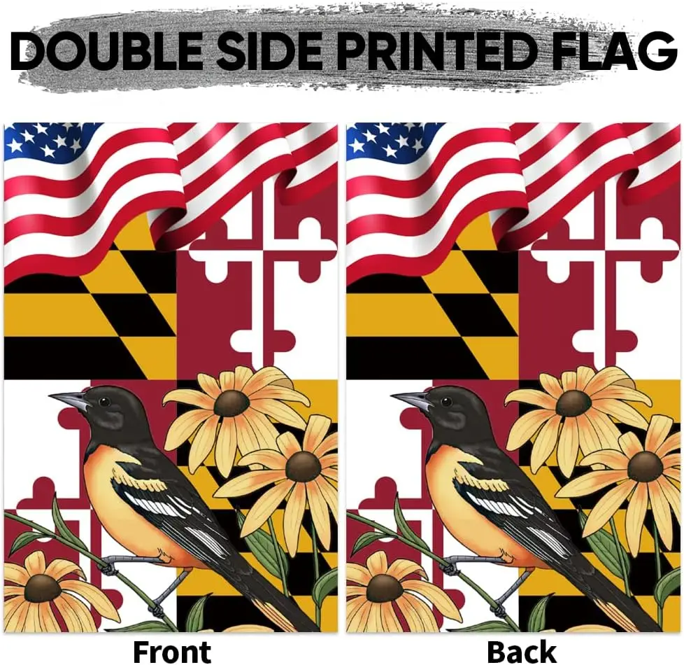 12x18 Inches Maryland State Black Eyed Susan Oriole Garden Flag Double Layer Vivid Color Durable Polyester Home Garden Yard Outd