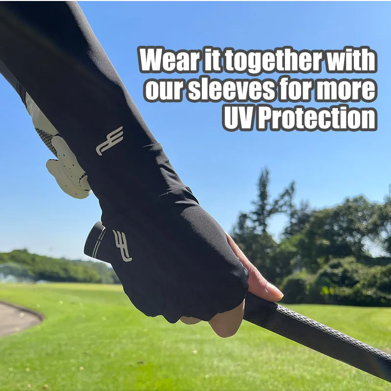 PLAYEAGLE 1pair UV Protect Golf Finger Glove Men Women Right Left Hand Ice Silk Sunscreen Gloves Sun Protector Gloves