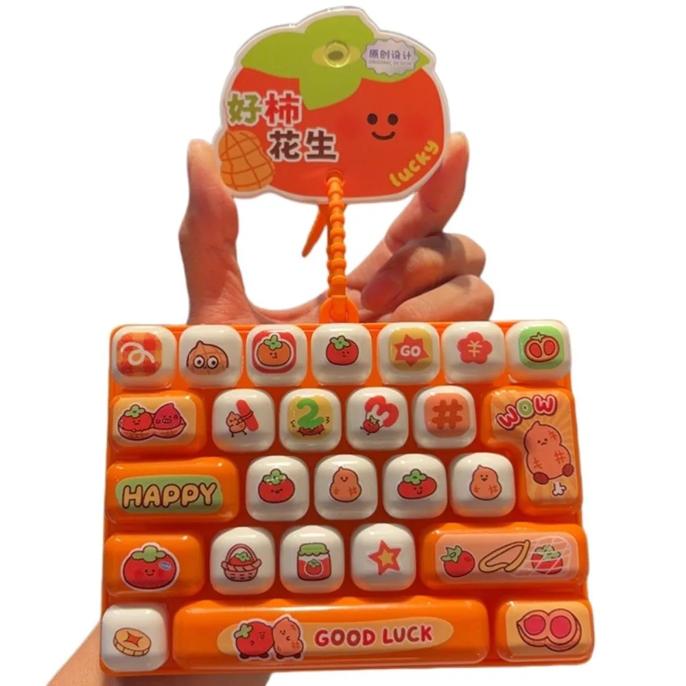 Pressable Keys 26 Keys Keyboard Keychain Decompression Clear Key Sounds Mechanical Keyboard Cartoon Fruit Plastic Fidget
