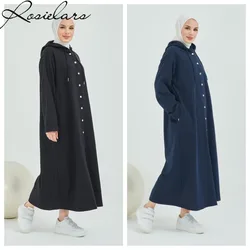 2023 New Autumn Winter Cotton Thermal Long-sleeved Abaya Hijab Dresses Kaftan Muslim Long Dress Islamic Clothing for Women Shirt