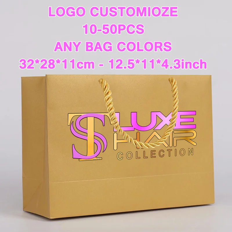 10-50Pcs Paper Bags With Handles Bulk Large Shopping Bags Logo Customize For Gifts Grocery Merchandise Party Favor Take-Out