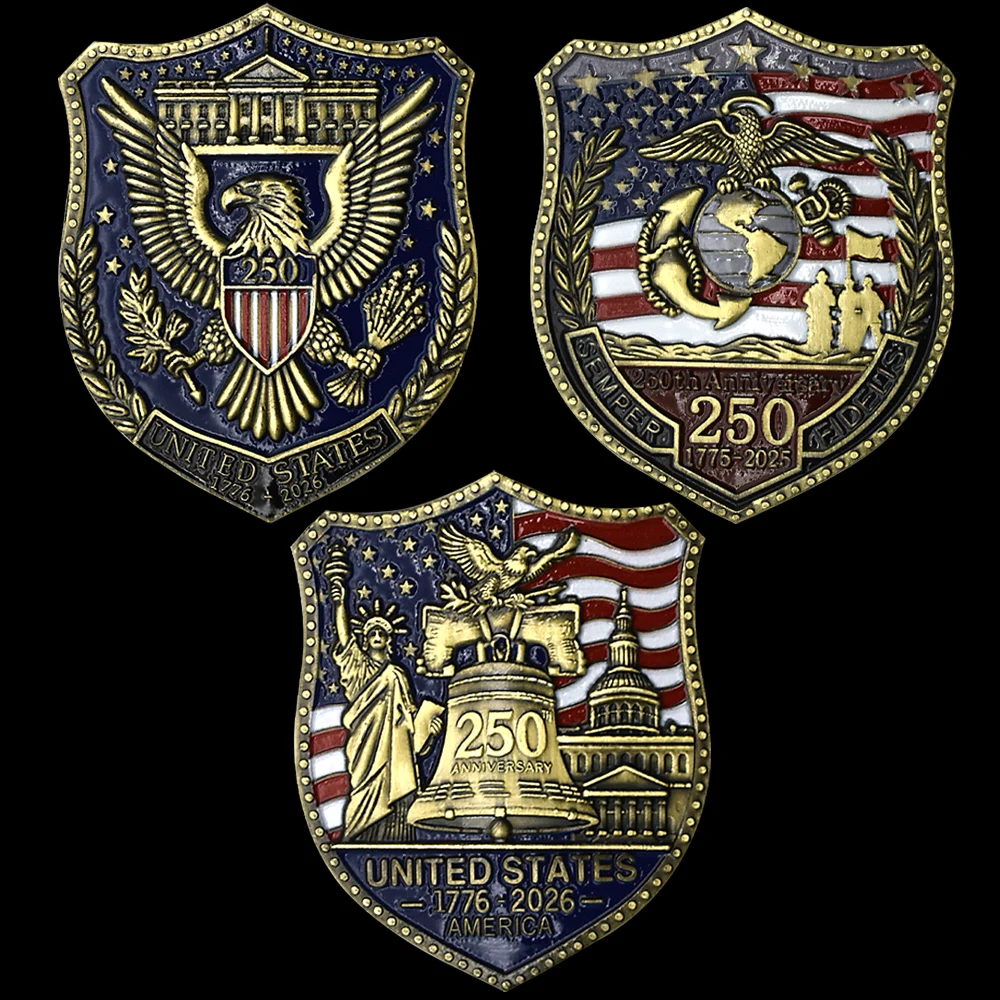 

America 250 Years Celebration Medal 1776-2026 Patriotic Eagle Statue Liberty Bell Capitol Souvenir Coin Badge