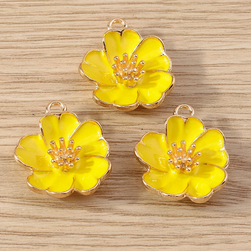 Tusember 10 Stück 19*23mm Niedliche Bunte Blumen-Anhänger für Schmuckherstellung Handgemachte Ohrringe Halskette DIY Modeschmuck – Detail 3