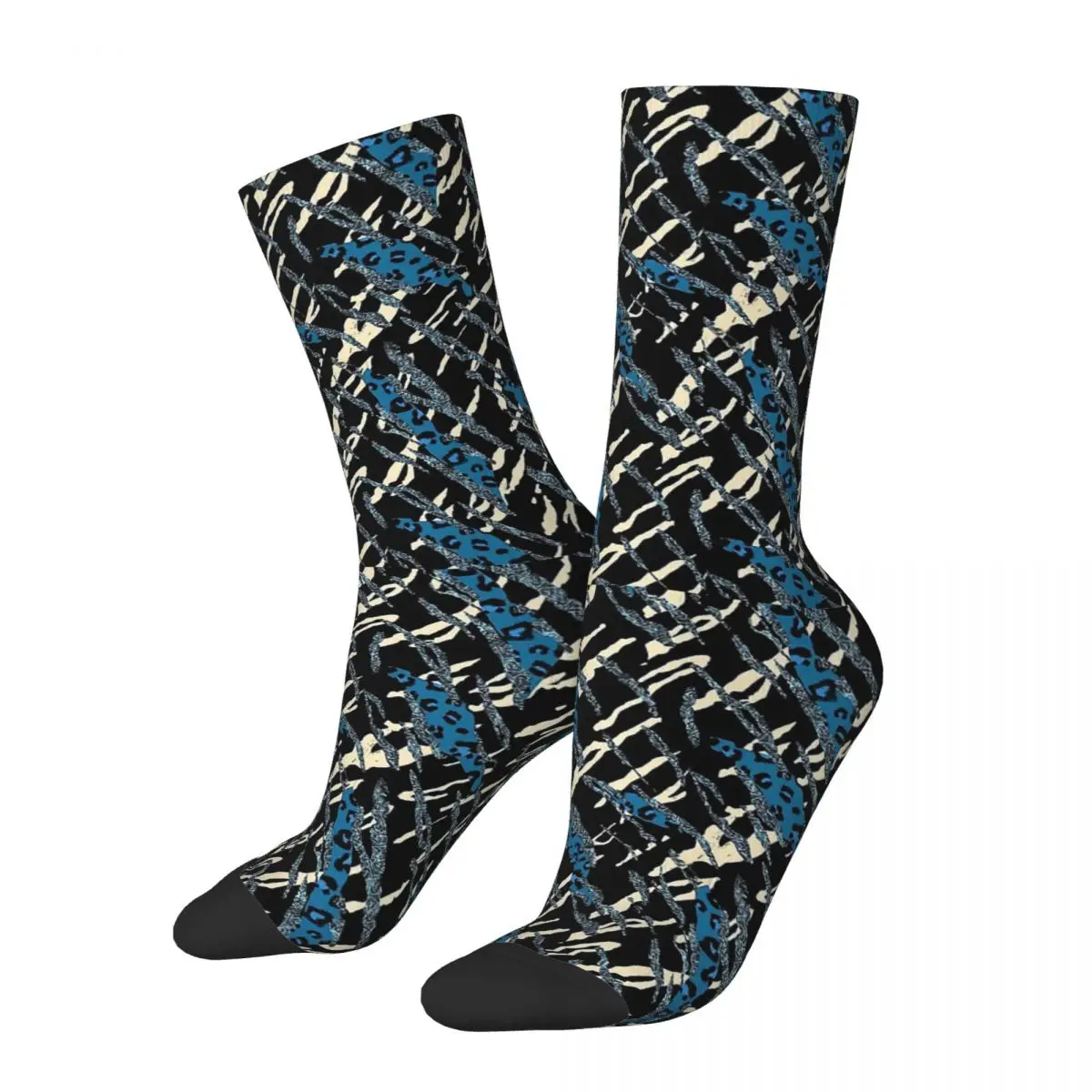 Roar Blue Leopard And Tiger Animal Skin Socks Male Mens Women Winter Stockings Harajuku