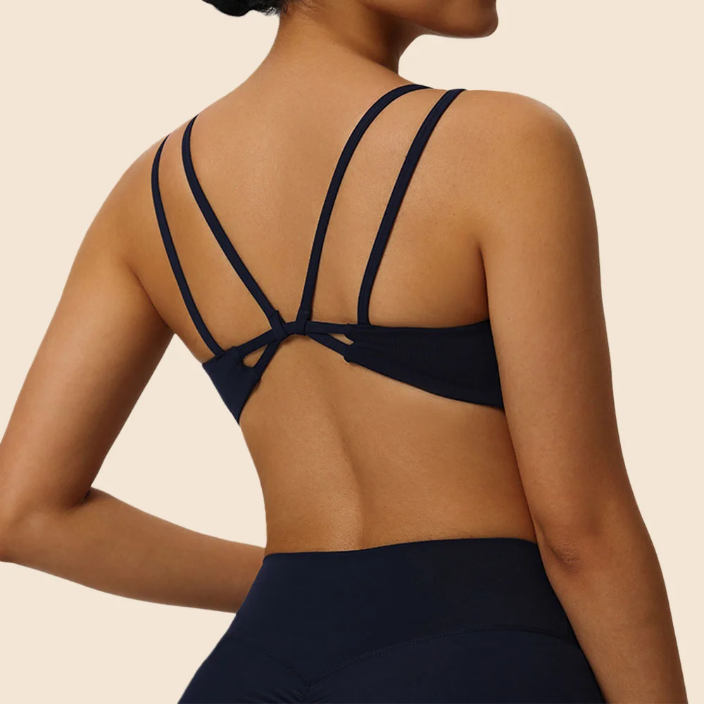 

Women's Fast Dry Sports Bra Crop Top Sexy Cross Strap Fitness Underwear Gym Running Workout Push Up Yoga Vest With Chest Pad