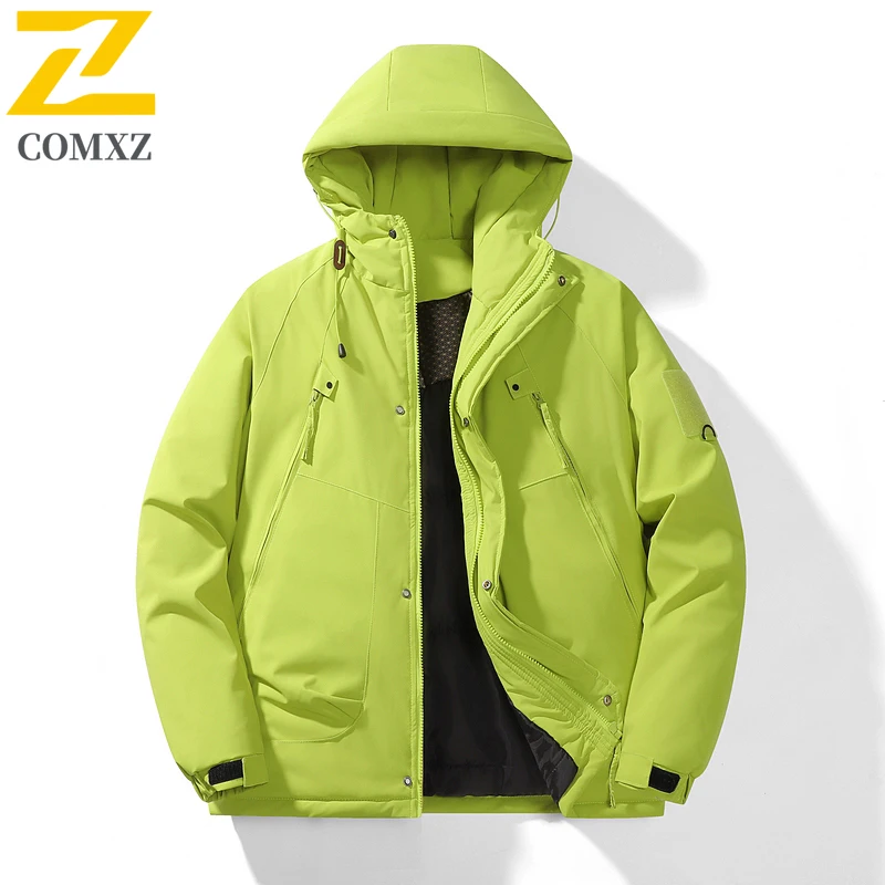 

COMXZ High Quality Mens Graphene Jacket Hood Outdoor Camping Thickened Warm Coat Solid Color Comfort Lightweight Winter Jackets