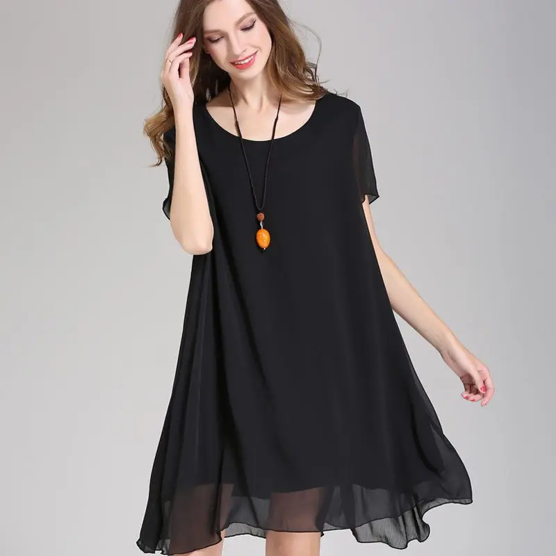 2024 Summer Fashion New Women's Oversize Dress Loose Commuter Leisure Noble Chiffon A-line Skirt