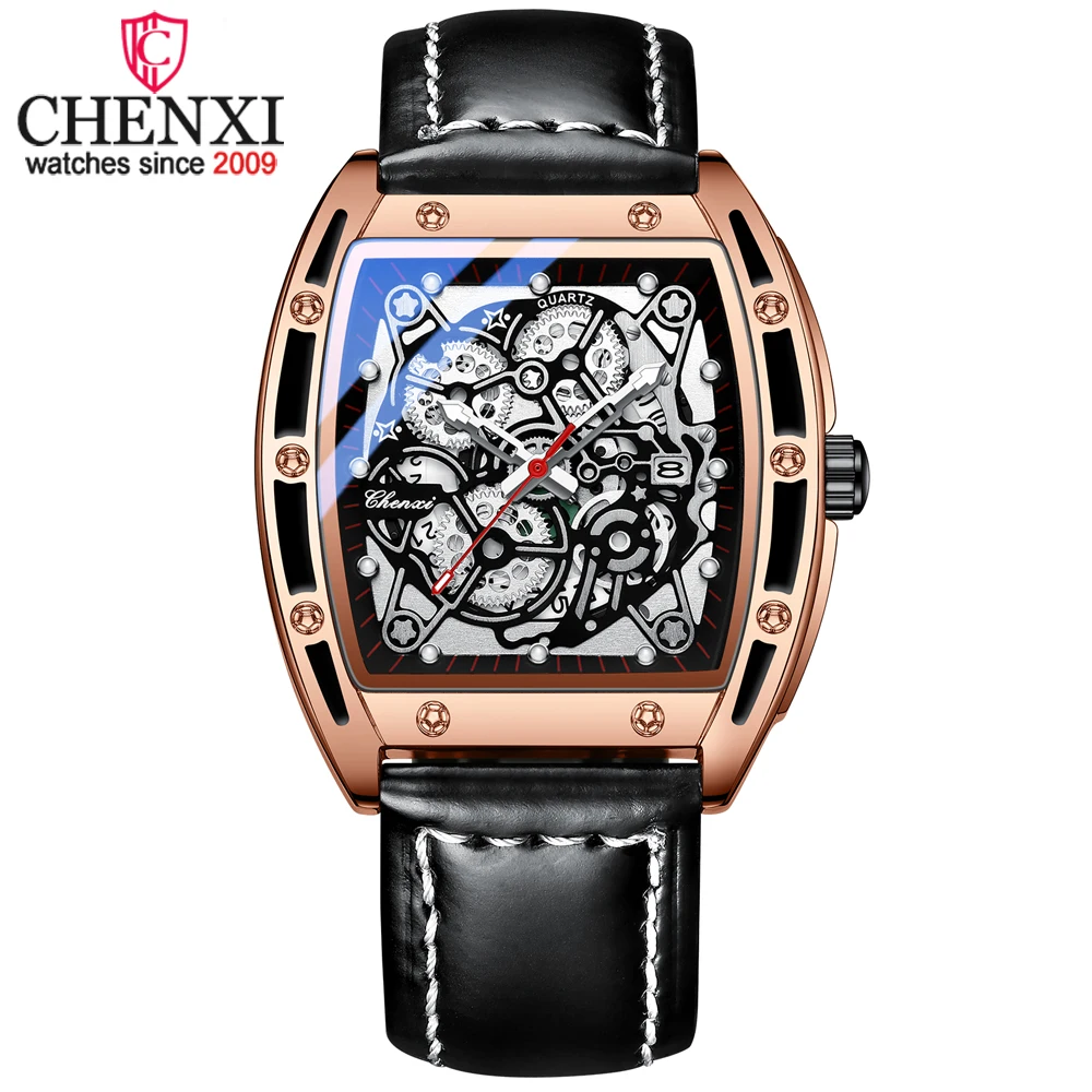 

CHENXI Original Men Watch Top Brand Business Date Quartz Mens Watches Leather Waterproof Calendar Wristwatches Male Clock