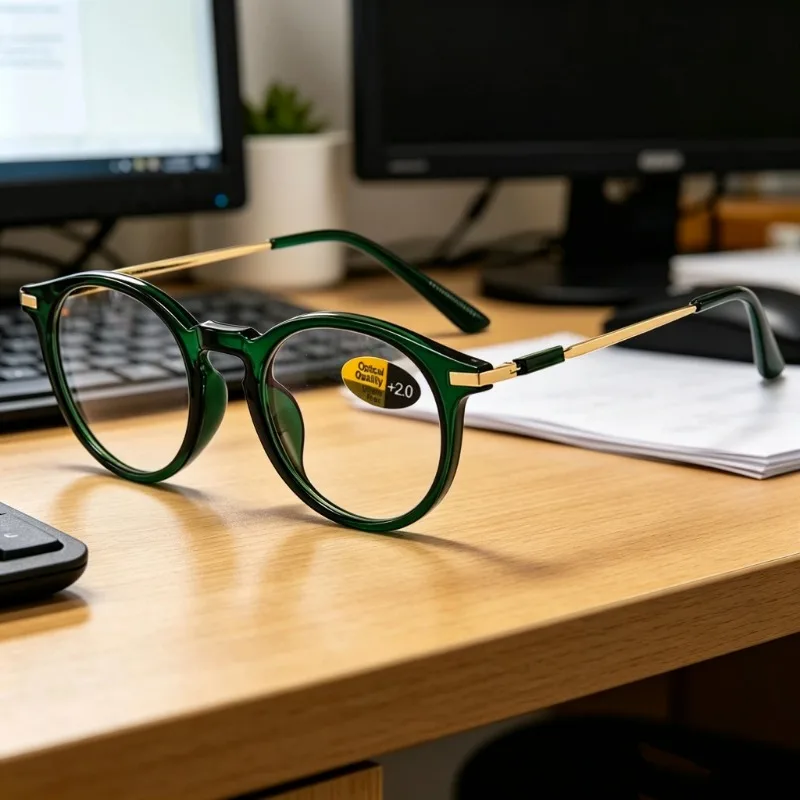Lunettes de lecture tendance pour femmes, lunettes presbyopes pour personnes âgées, lunettes anti-lumière bleue, lunettes rondes pour la vue +0.00~+4.00