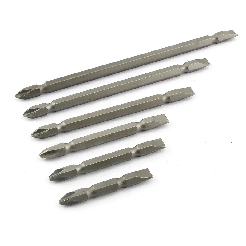 6Pcs 50 65 75 100 120 150mm Double Head Philips Cross and Flat Slotted Screwdriver Magnetic Bits Set PH2xSL7