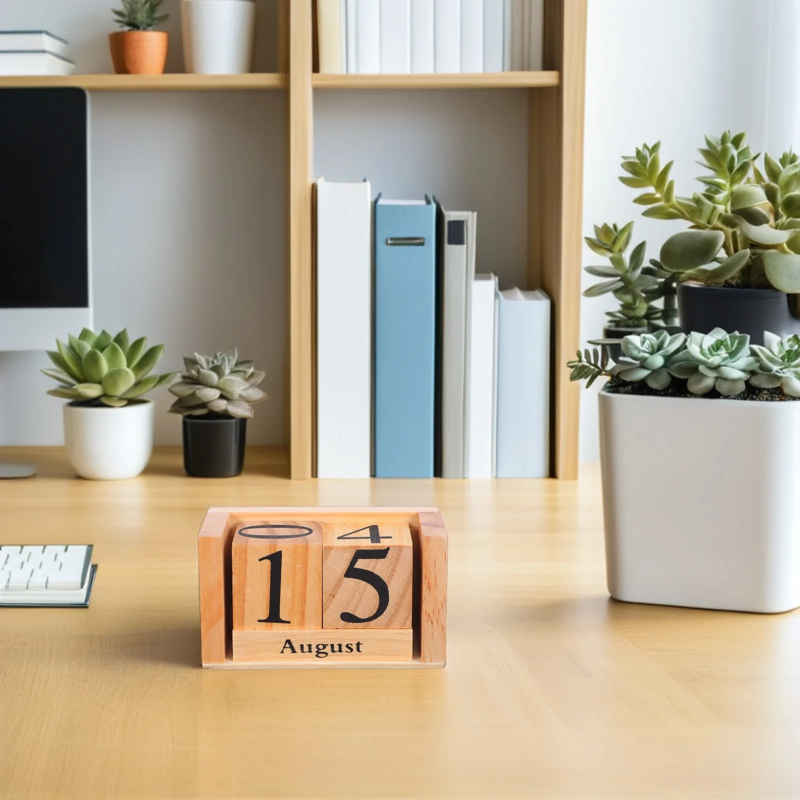 Wooden Desk Calendar Solid Wood Perpetual Design Manual Combination Date Display Office Home Decoration Reusable