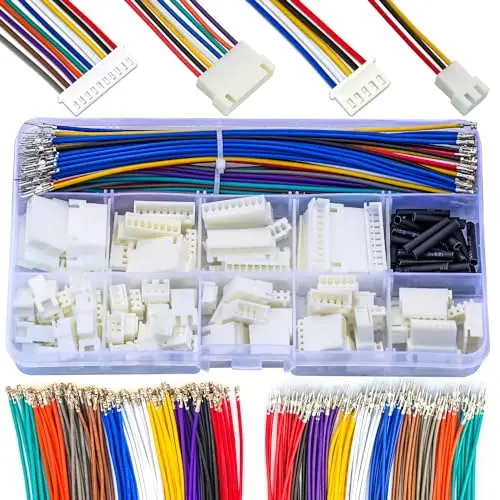 JST Connector Kit 2.5mm Pitch JST-XH 2.54 Male Female Connector with  22AWG Pre-Crimped Cables,XH 2.54mm Connector (XH-MF-Kit)